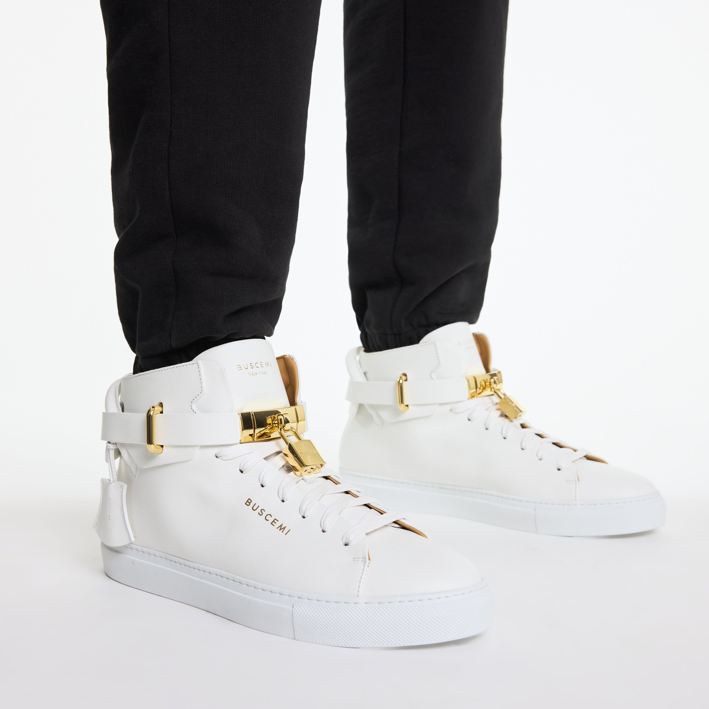 BUSCEMI-MEN'S-BUSCEMI 100MM HIGH TOP LEATHER SNEAKER-Handmade in Italy from the finest Italian leathers and materials.