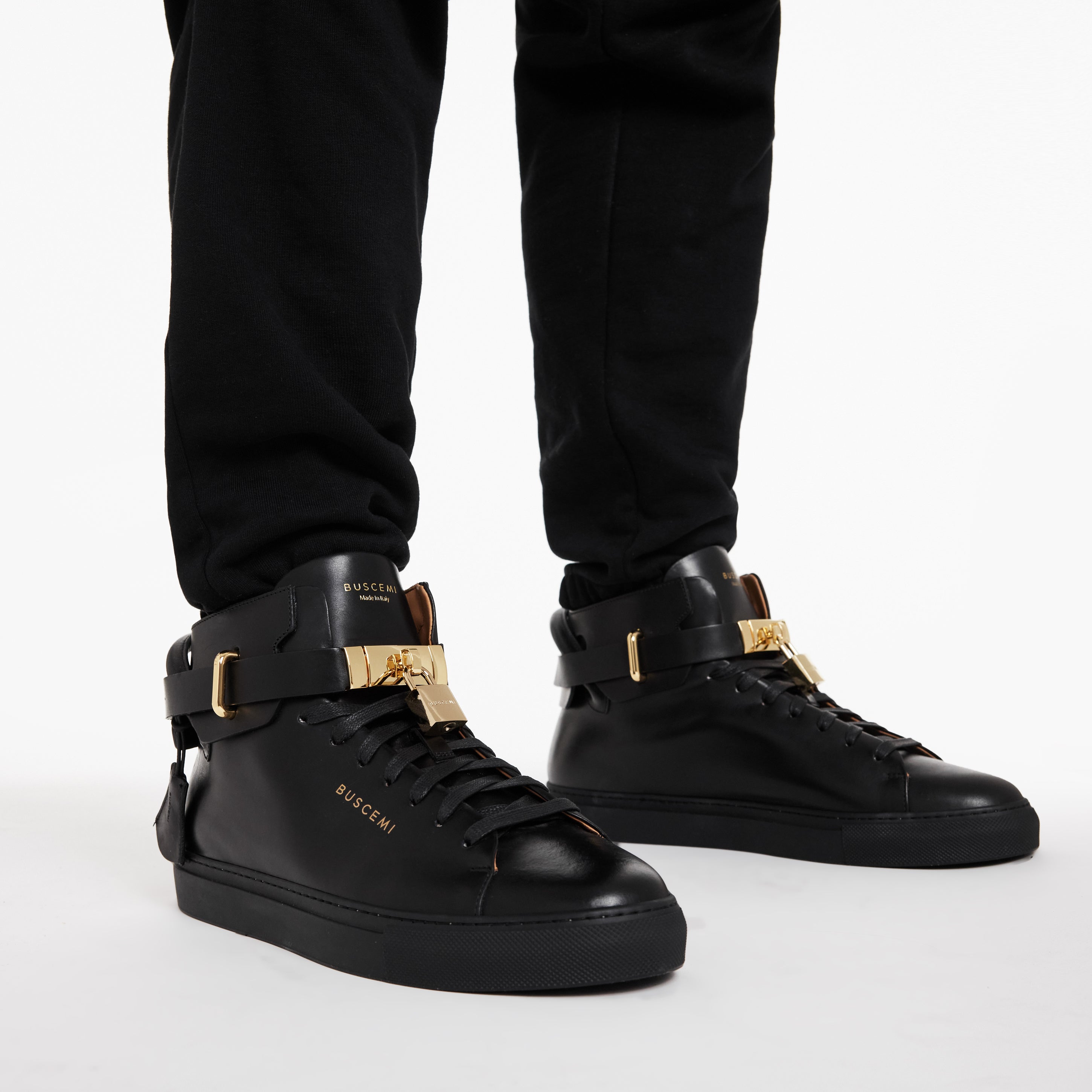 BUSCEMI-MEN'S-BUSCEMI 100MM HIGH TOP LEATHER SNEAKER-Handmade in Italy from the finest Italian leathers and materials.