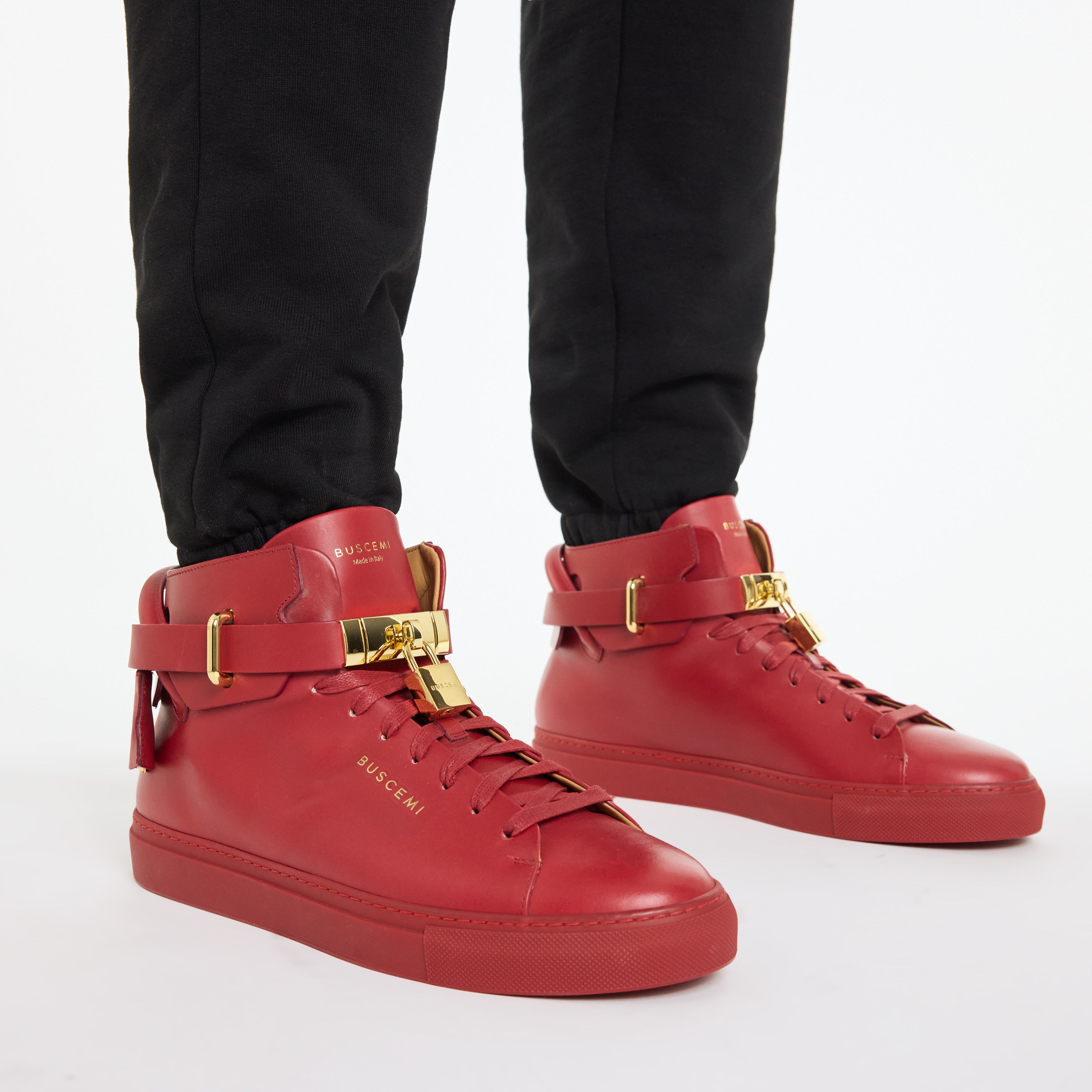 BUSCEMI-MEN'S-BUSCEMI 100MM HIGH TOP LEATHER SNEAKER-Handmade in Italy from the finest Italian leathers and materials.