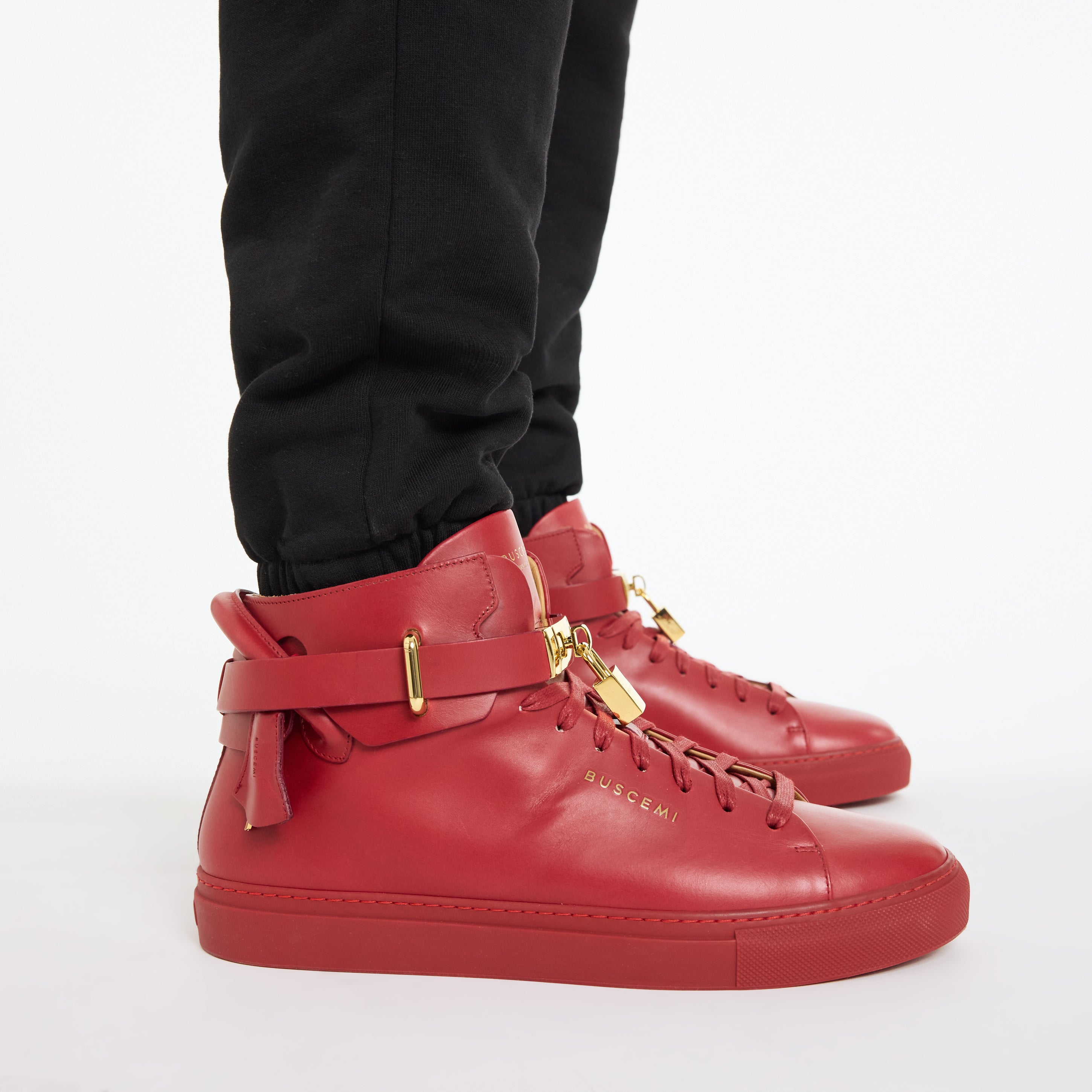 BUSCEMI-MEN'S-BUSCEMI 100MM HIGH TOP LEATHER SNEAKER-Handmade in Italy from the finest Italian leathers and materials.