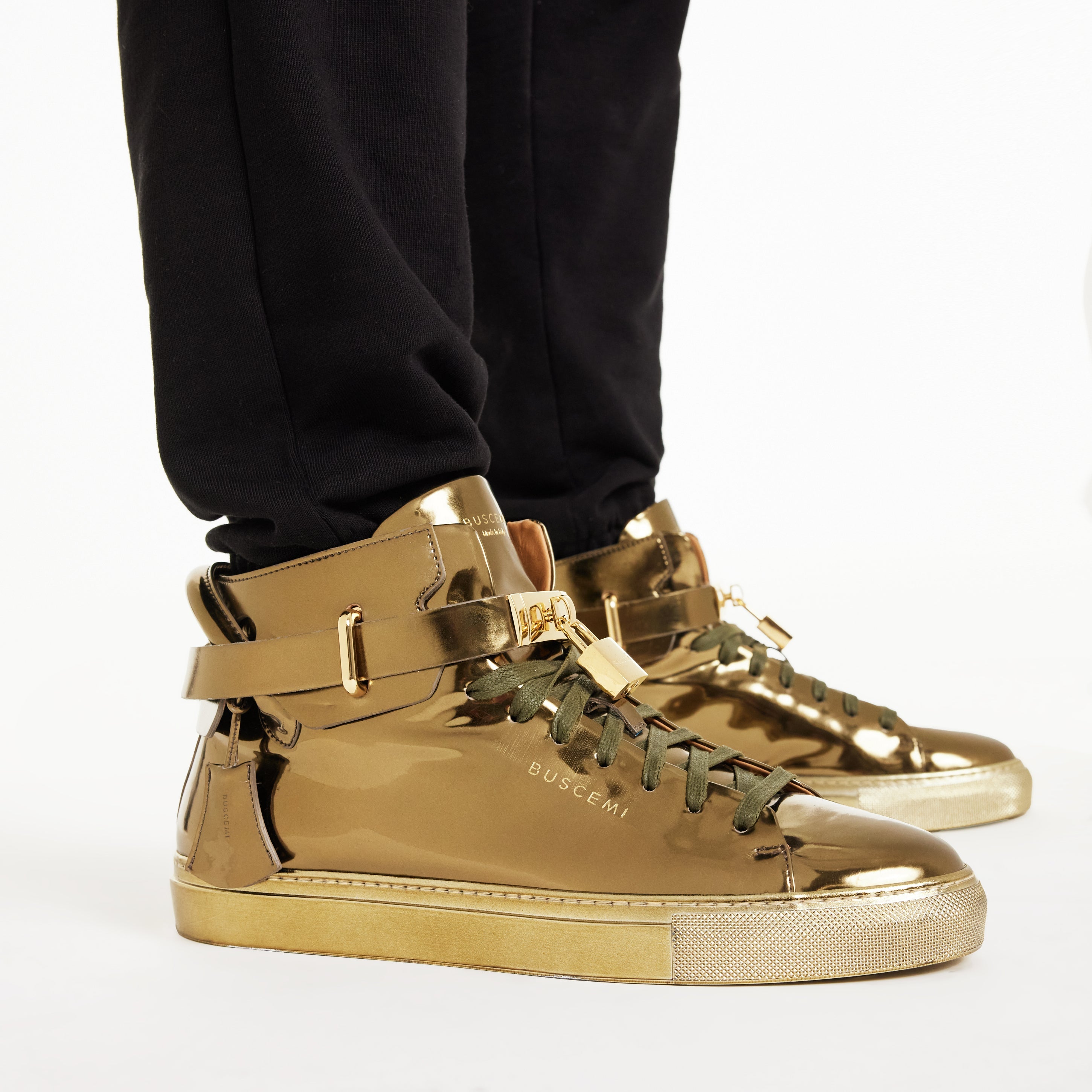 BUSCEMI-MEN'S-BUSCEMI 100MM HIGH TOP LEATHER SNEAKER-Handmade in Italy from the finest Italian leathers and materials.