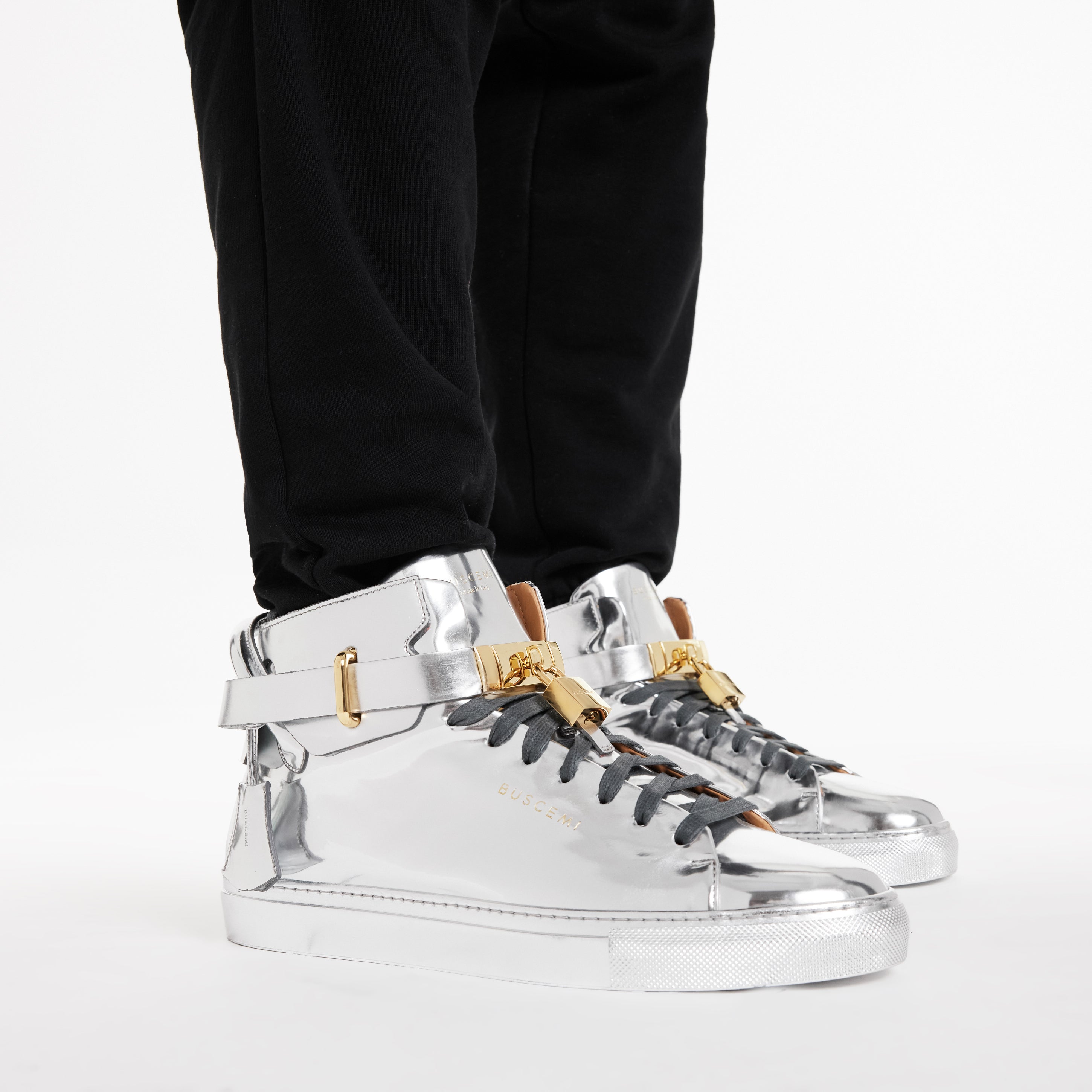 BUSCEMI-MEN'S-BUSCEMI 100MM HIGH TOP LEATHER SNEAKER-Handmade in Italy from the finest Italian leathers and materials.