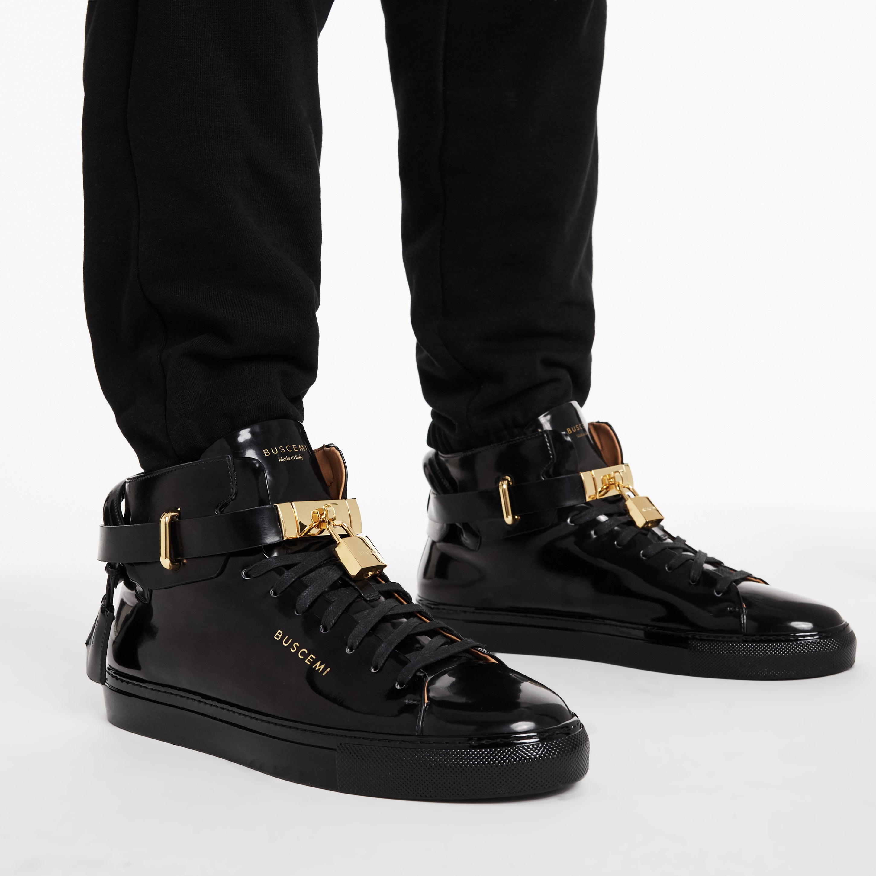 BUSCEMI-MEN'S-BUSCEMI 100MM HIGH TOP LEATHER SNEAKER-Handmade in Italy from the finest Italian leathers and materials.