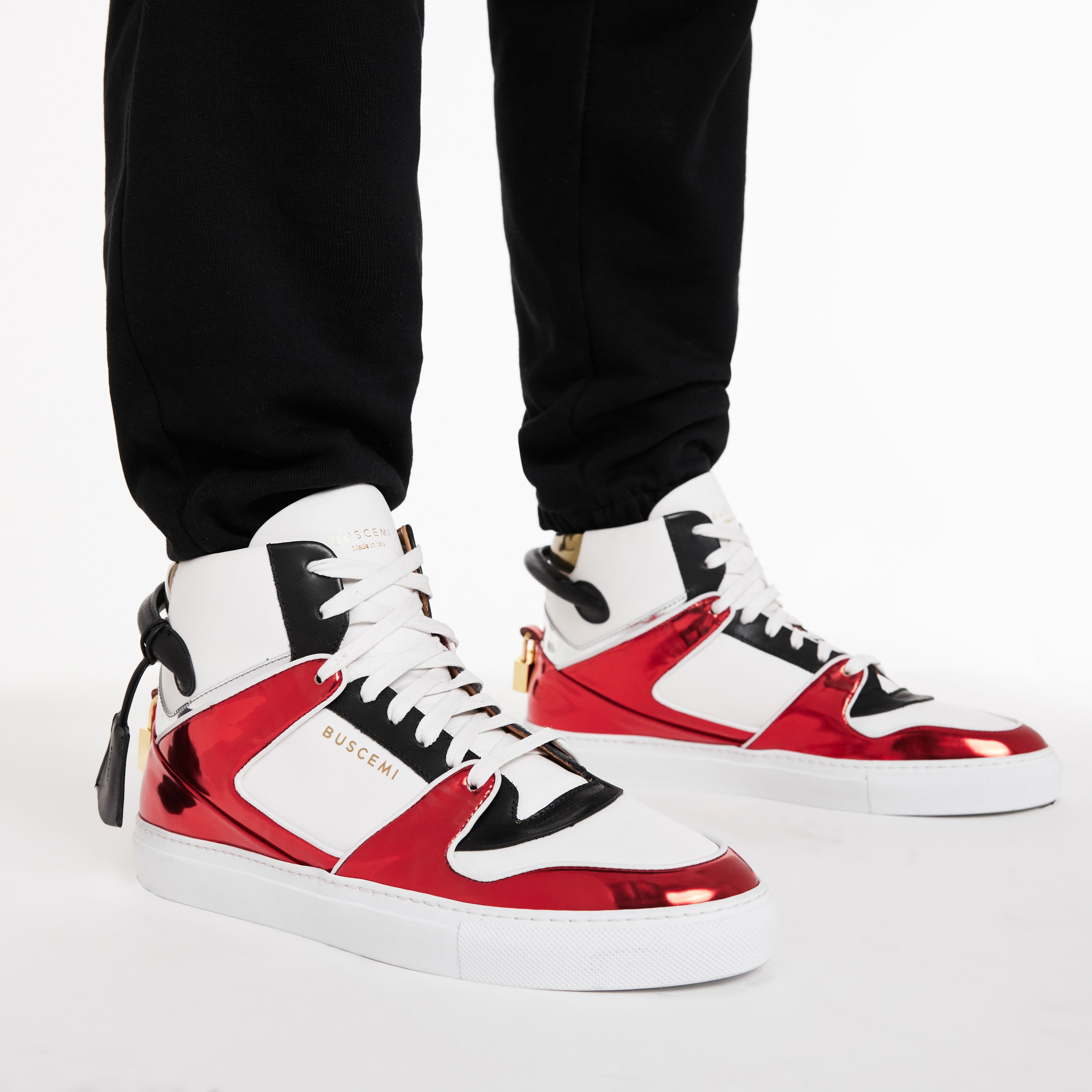 BUSCEMI-MEN'S-BUSCEMI 110MM HIGH TOP LEATHER SNEAKER-Handmade in Italy from the finest Italian leathers and materials.