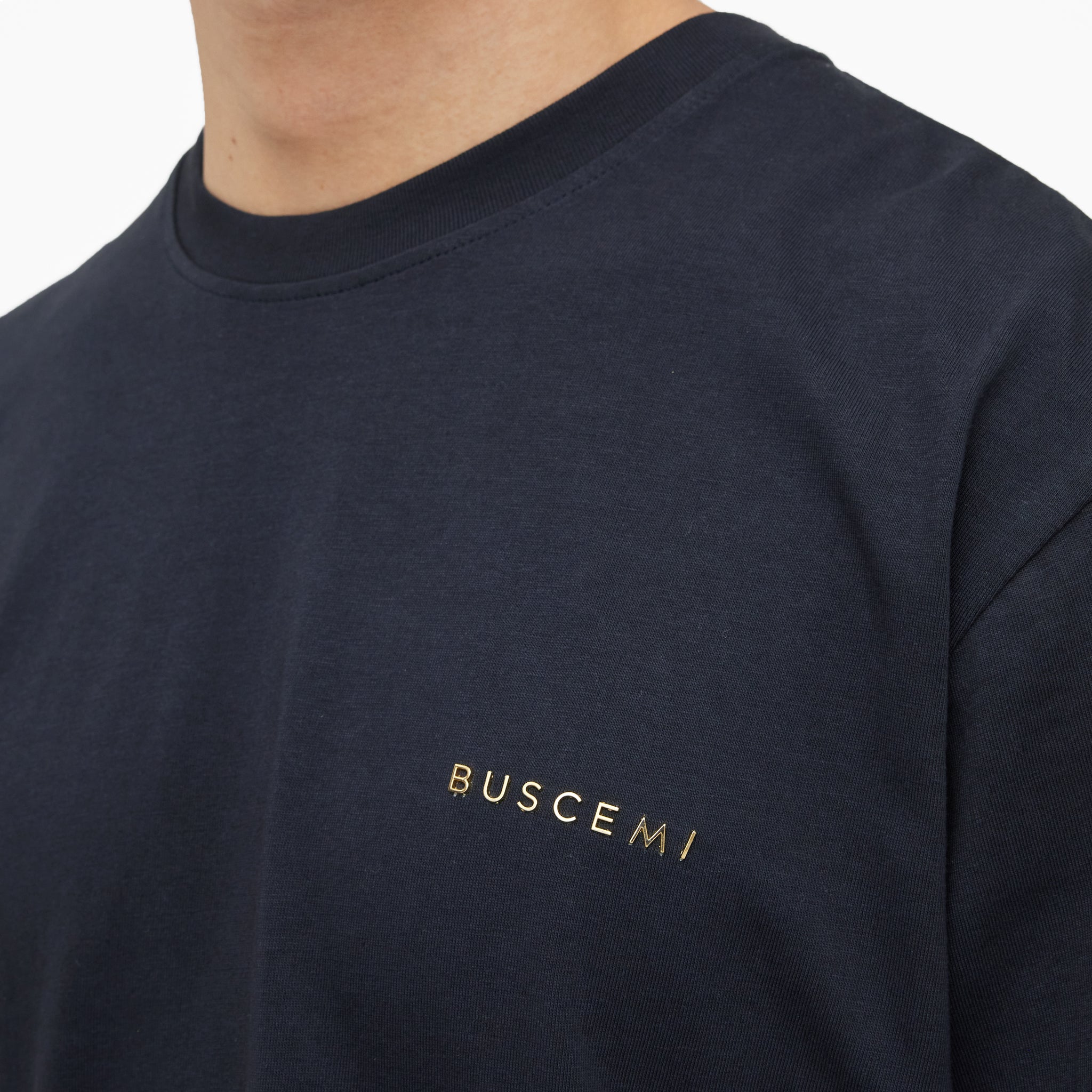T-SHIRT WITH METAL LOGO | Navy