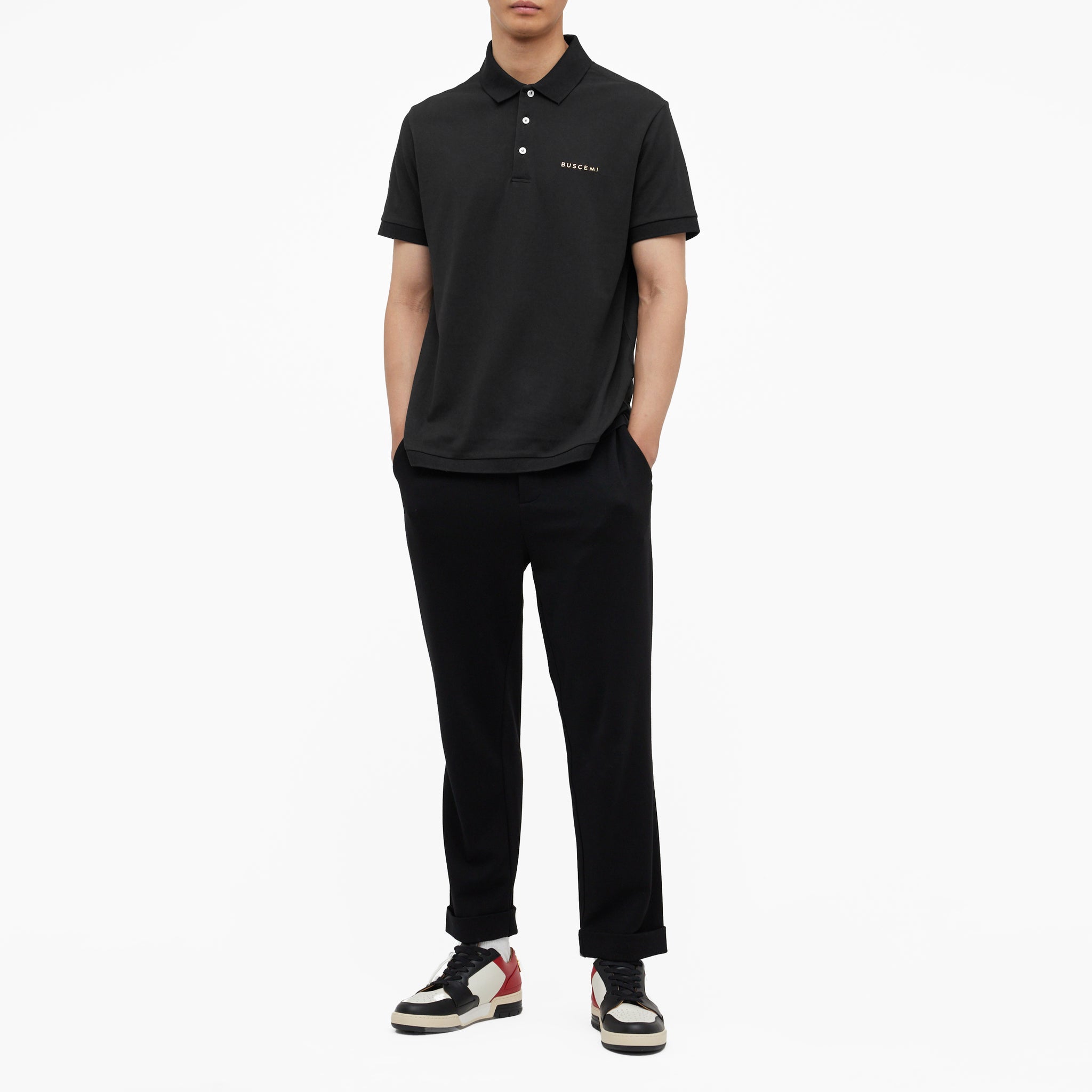 POLO WITH METAL LOGO | Black