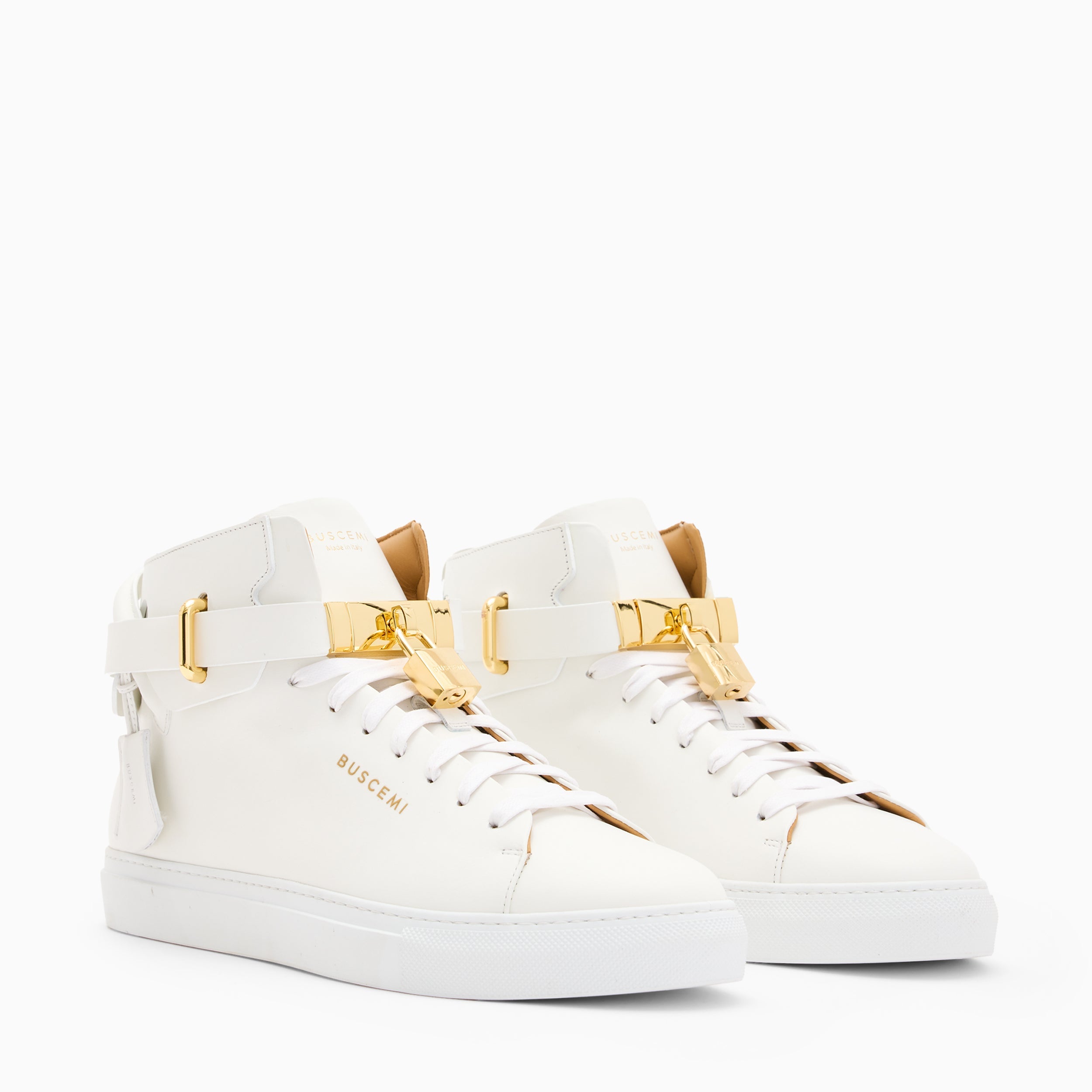 BUSCEMI ブシェミ 100MM HIGH TOP SNEAKER イタリアンカーフレザーハイカットスニーカー パドロック付きスニーカー グレー BUSCEMI 100MM HIGH TOP LEATHER SNEAKER